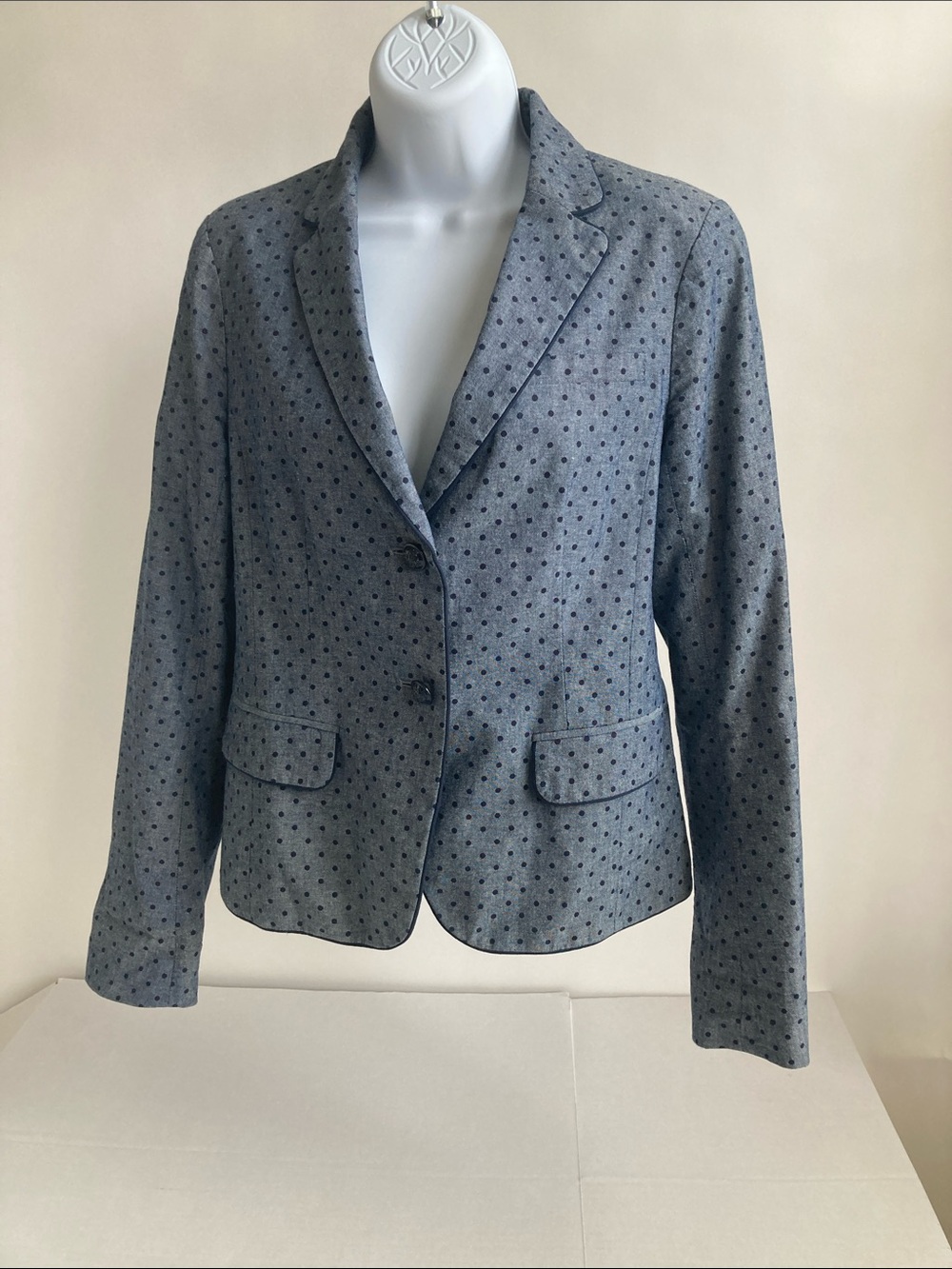 GAP Heathered Navy Dot Single-Breasted Blazer